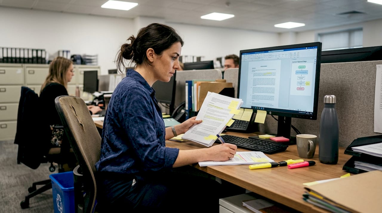 Paralegal updating contract approval workflow