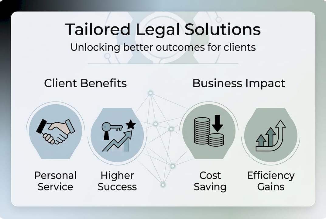 Infographic on tailored legal solutions benefits