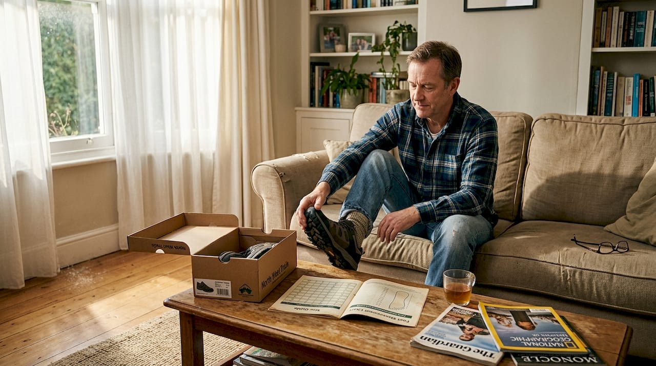 Man testing shoe fit for comfort