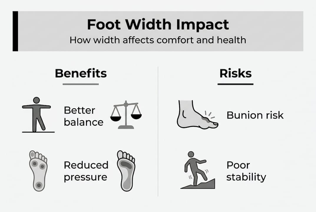 Infographic about foot width benefits and risks