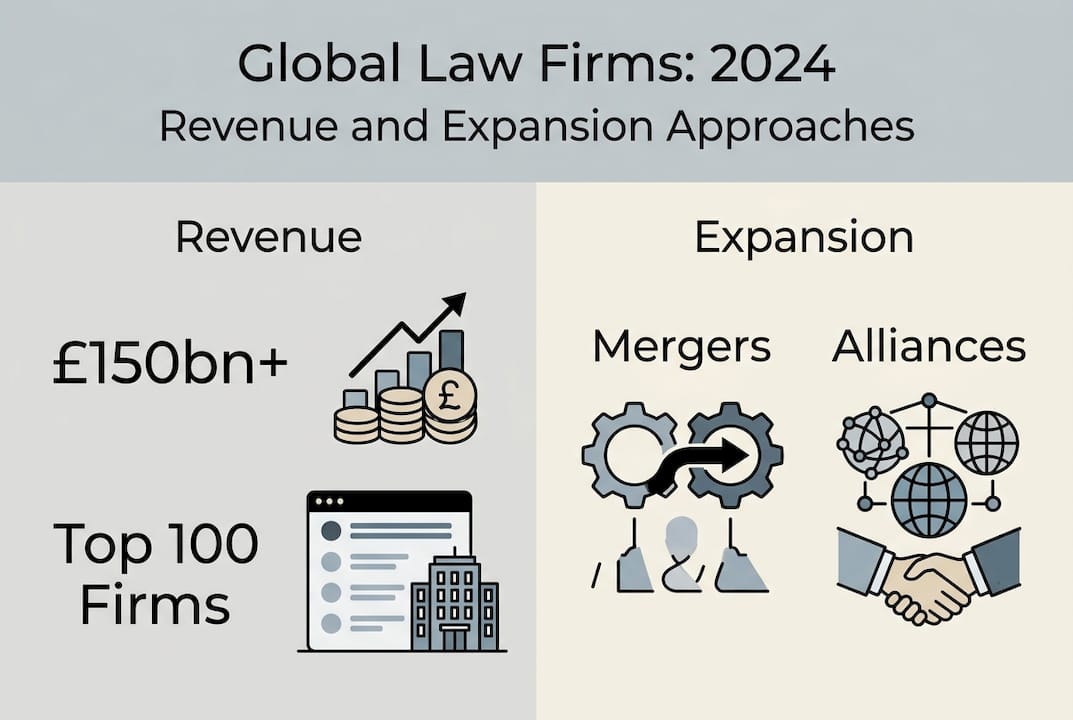 Infographic summarizing law firm revenue and expansion