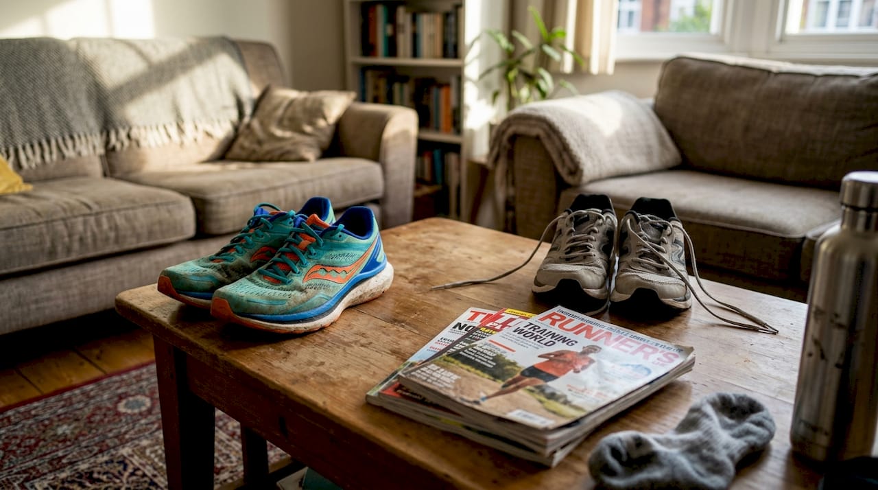 Shoes resting between uses in a living room