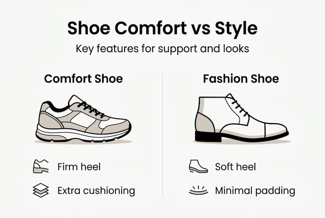 Infographic comparing comfort and style shoe features