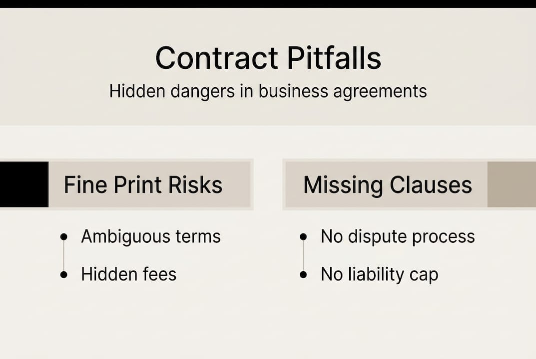Infographic highlighting contract dangers and risks