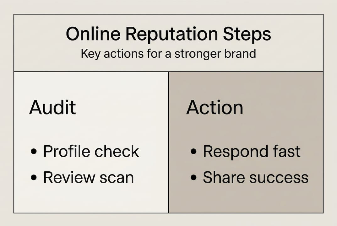 Infographic outlining steps for online reputation