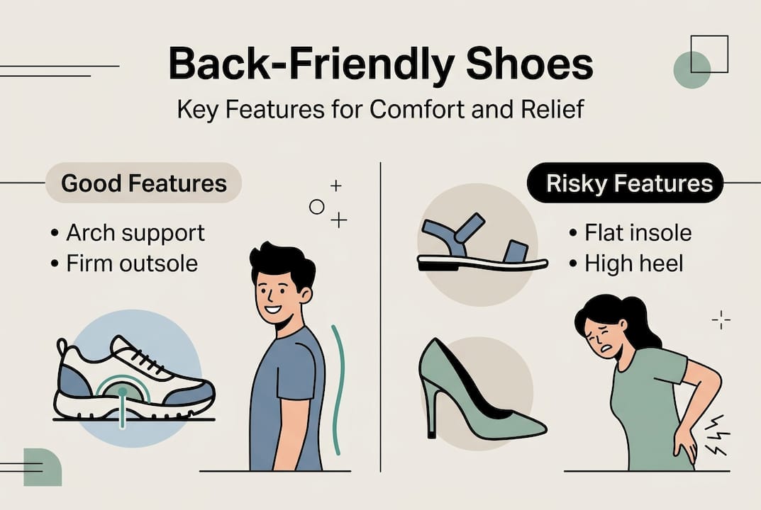 Infographic showing good and risky shoe features