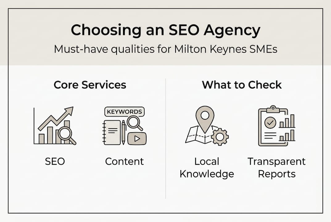 Infographic summarizing SEO agency essentials