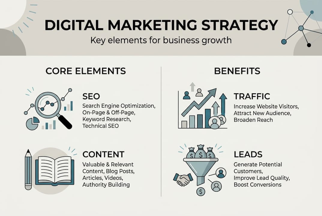 Infographic of digital marketing strategy elements