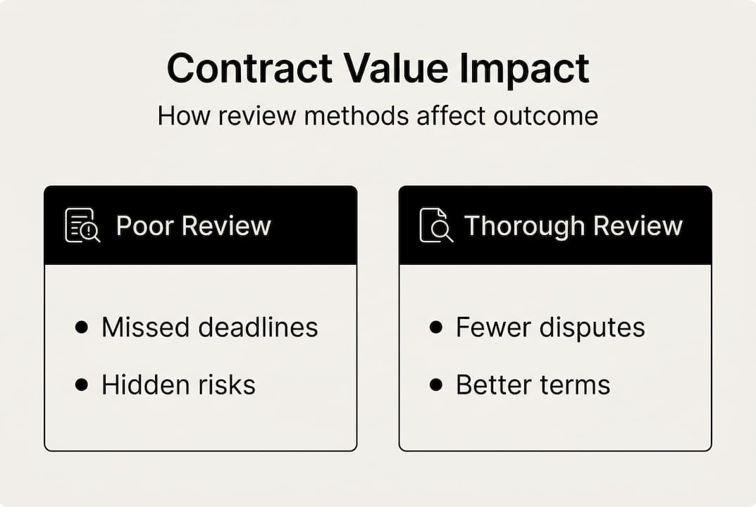 Infographic comparing contract review impacts
