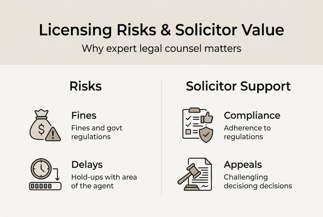 Infographic showing licensing risks and solicitor benefits