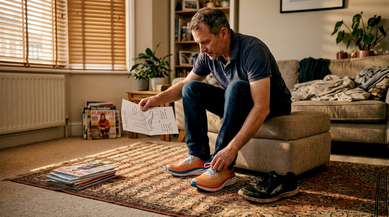 Man compares supportive and minimalist shoes