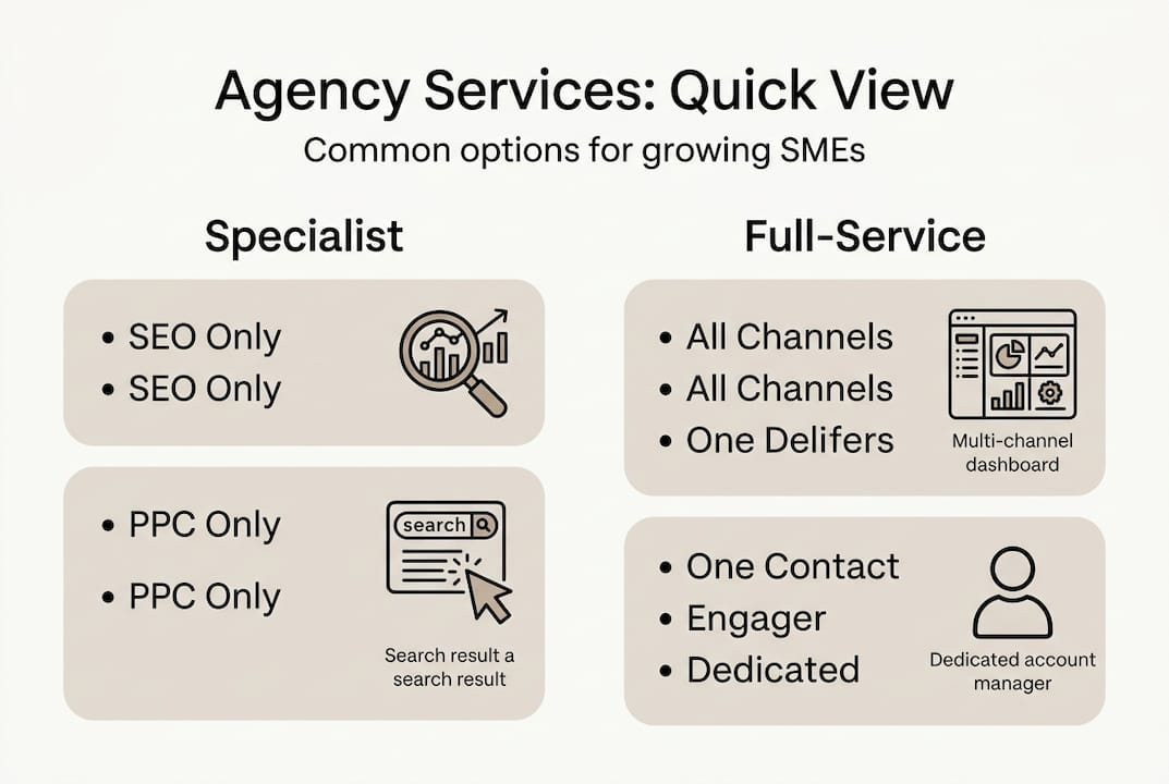 Infographic comparing agency service types