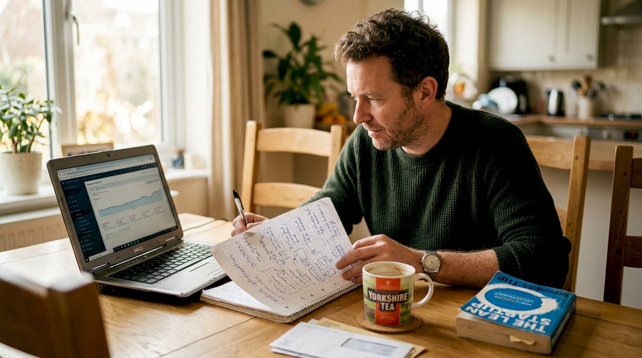 Small business owner reviews website notes