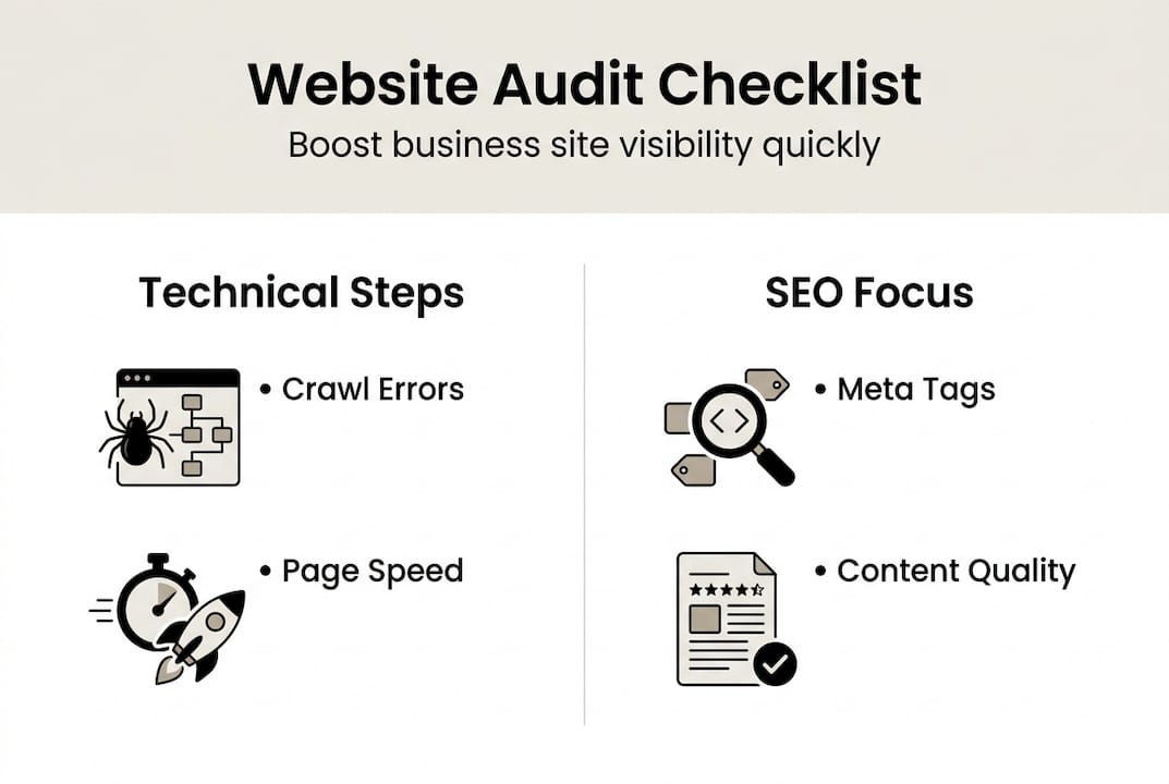 Infographic showing main website audit steps