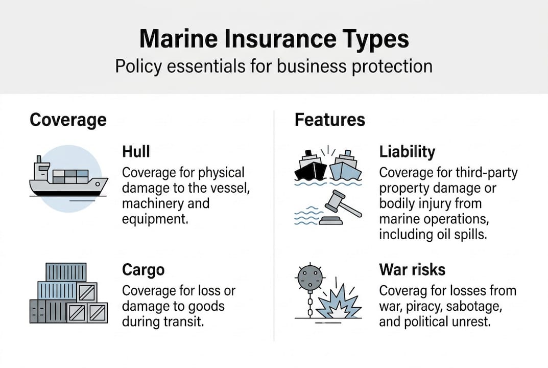 Infographic showing marine insurance types overview