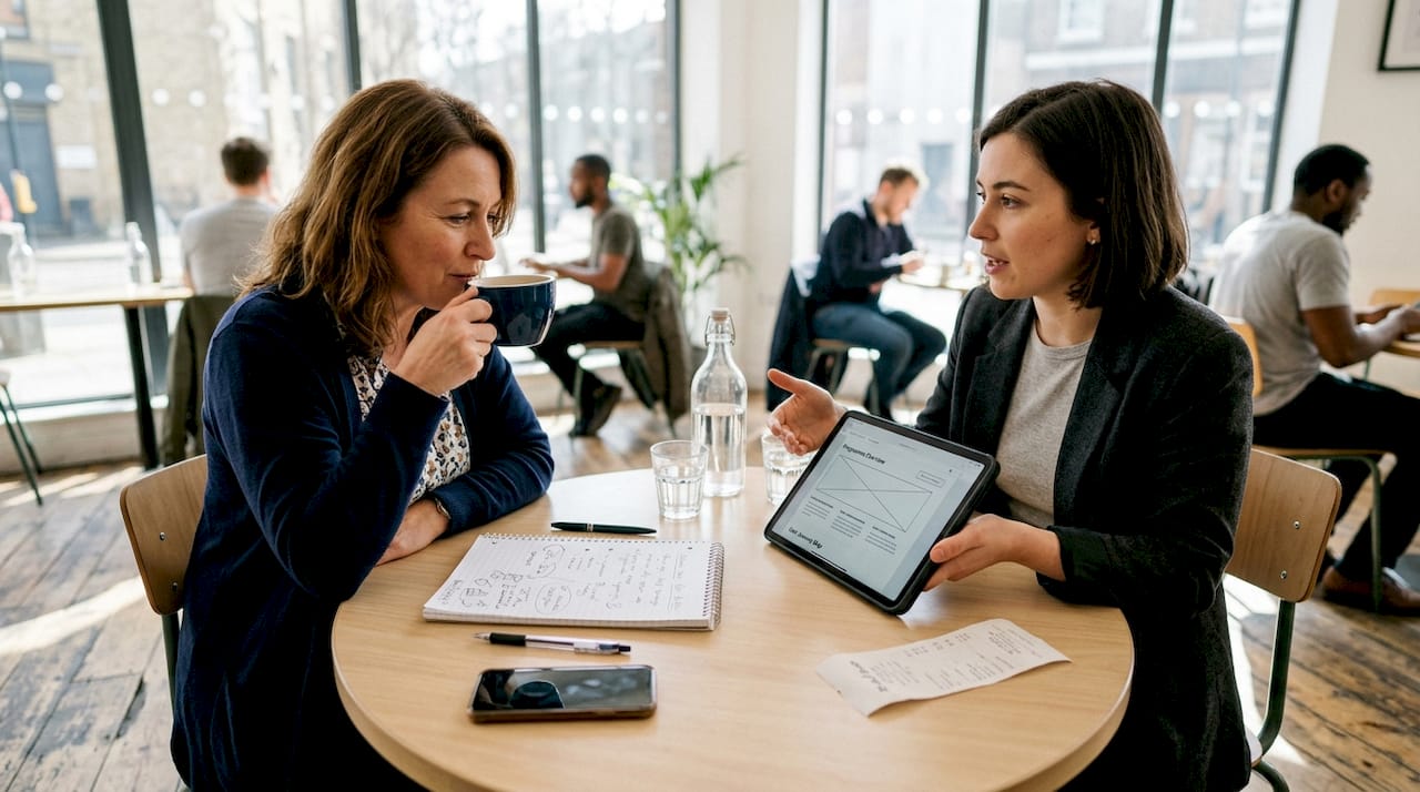 Client and strategist reviewing web project