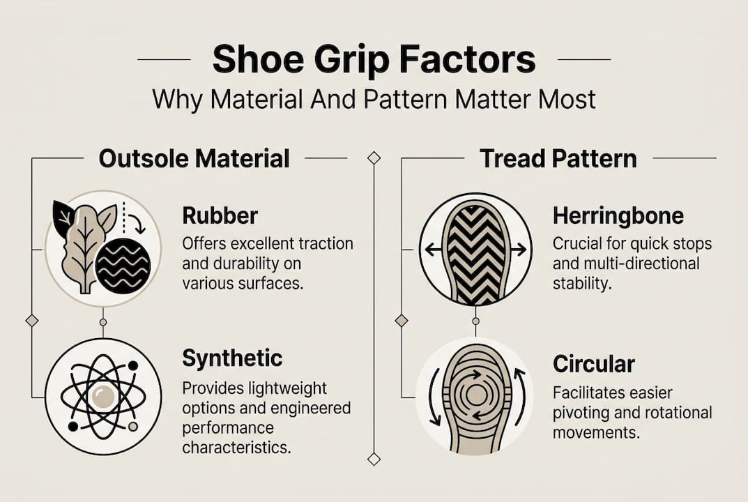 Infographic comparing outsole material and tread pattern