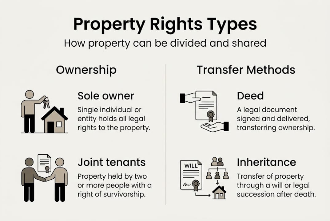 Infographic about property ownership and transfer types