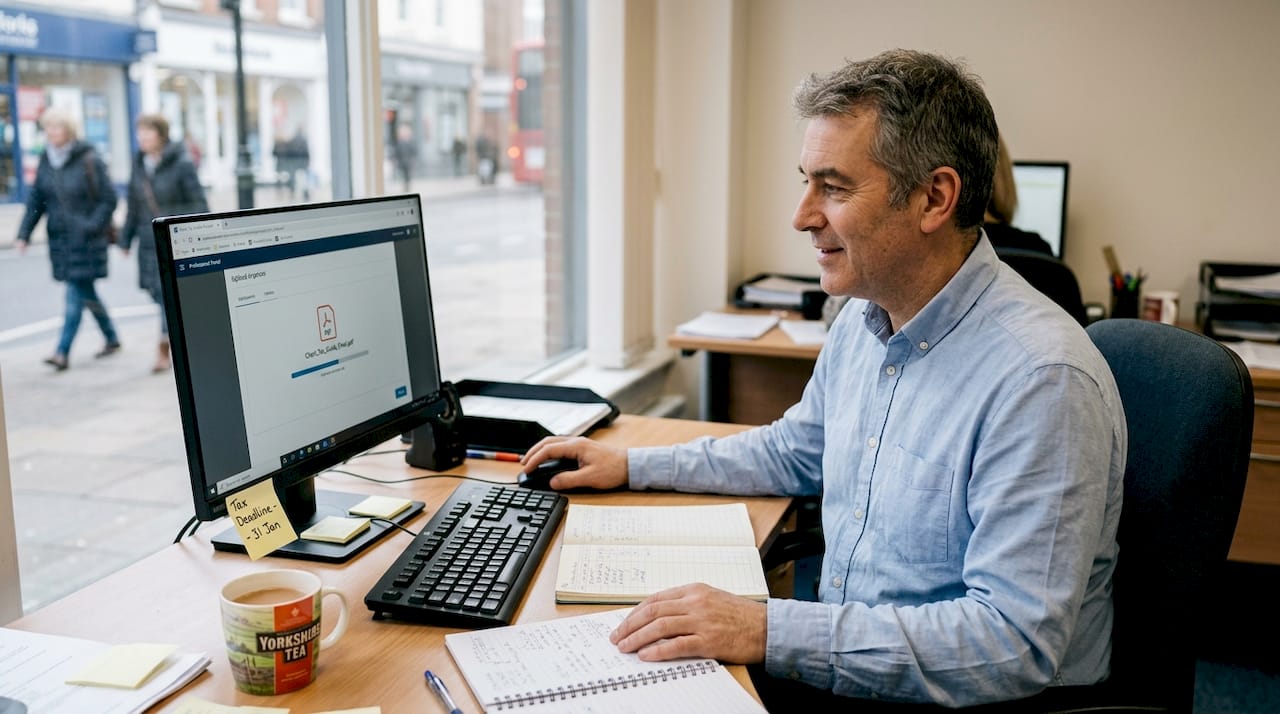 Accountant preparing online tax guide