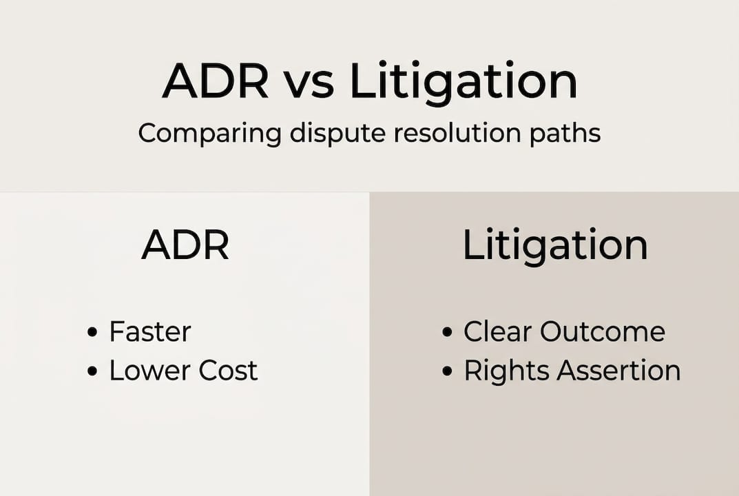 Infographic comparing ADR versus litigation