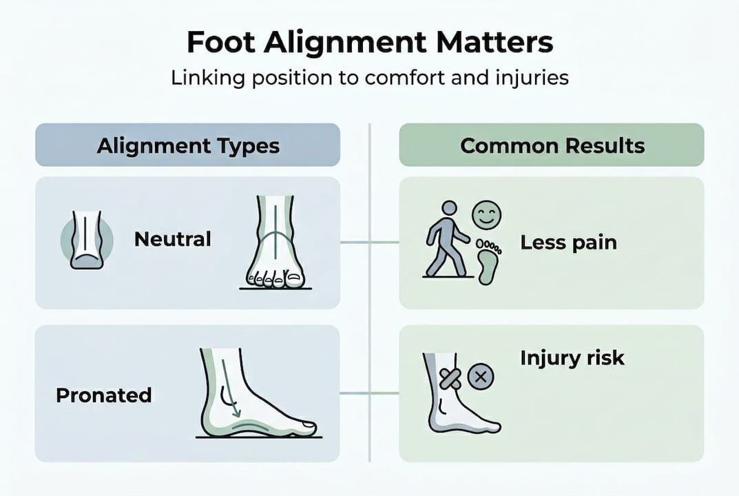 Infographic of foot alignment types and outcomes