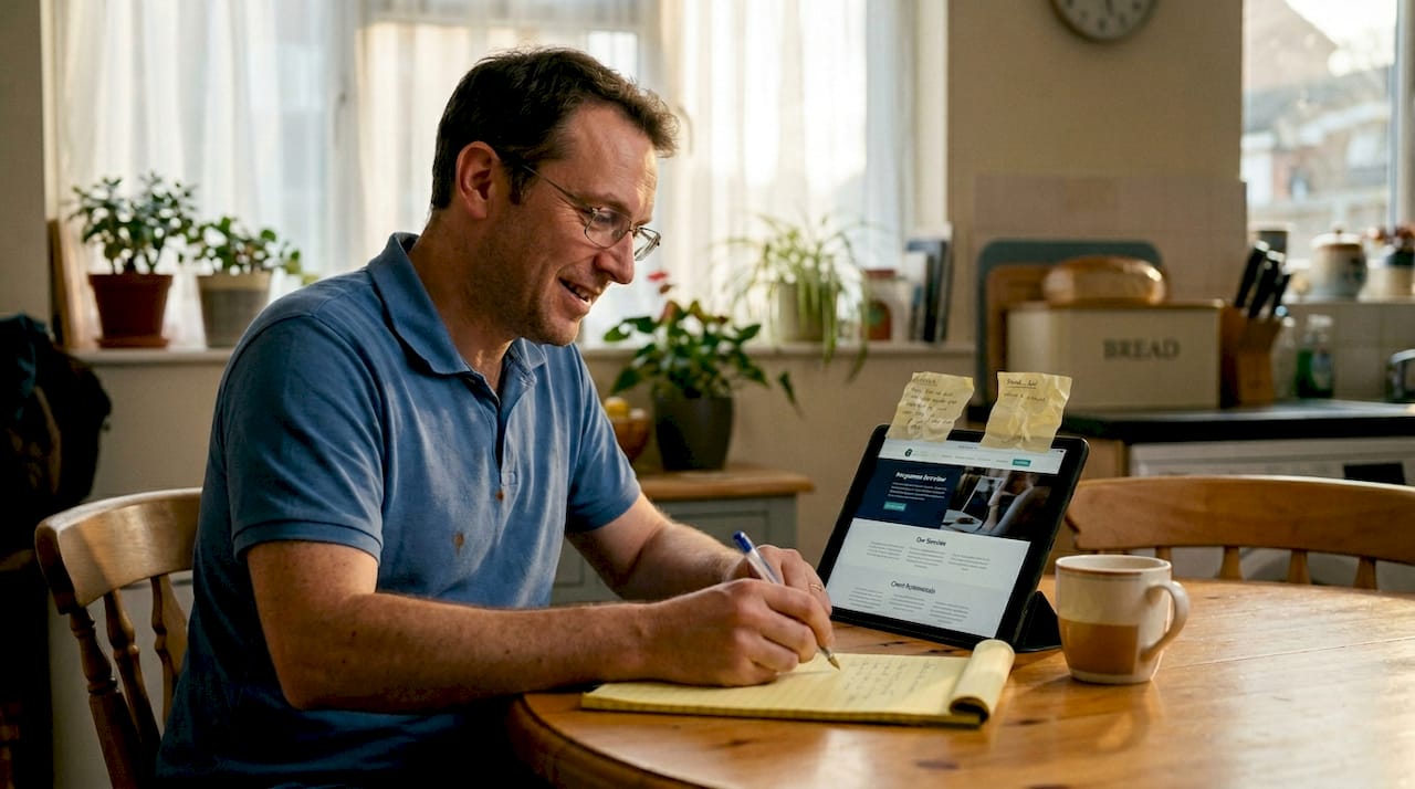Man using tablet to test website navigation