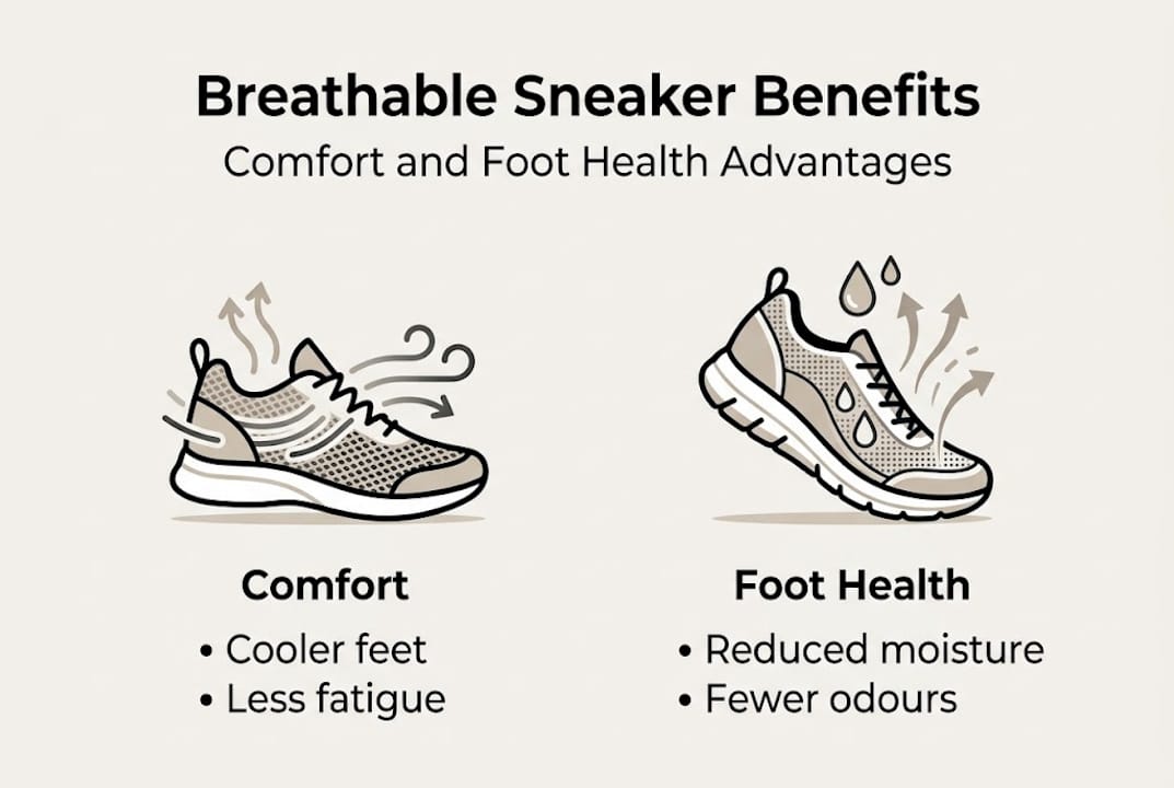 Infographic on breathable sneaker benefits