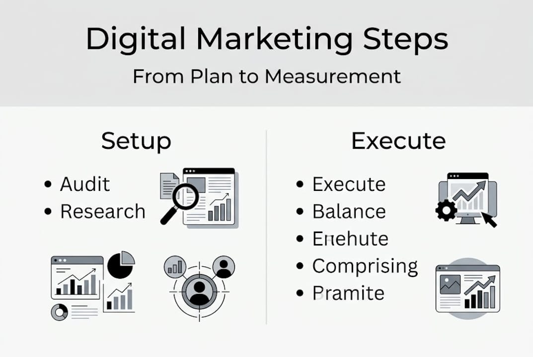 Infographic showing digital marketing strategy steps