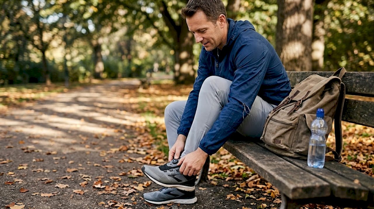 Man adjusting BOA dial closure on shoe