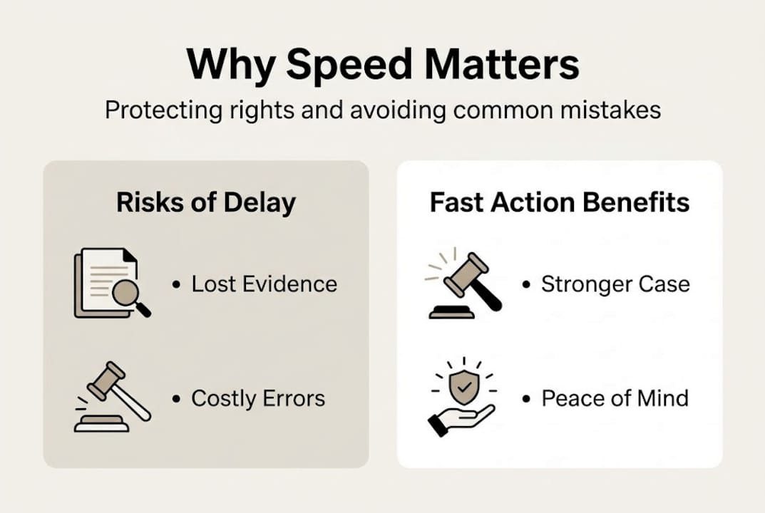 Infographic showing benefits of immediate legal advice