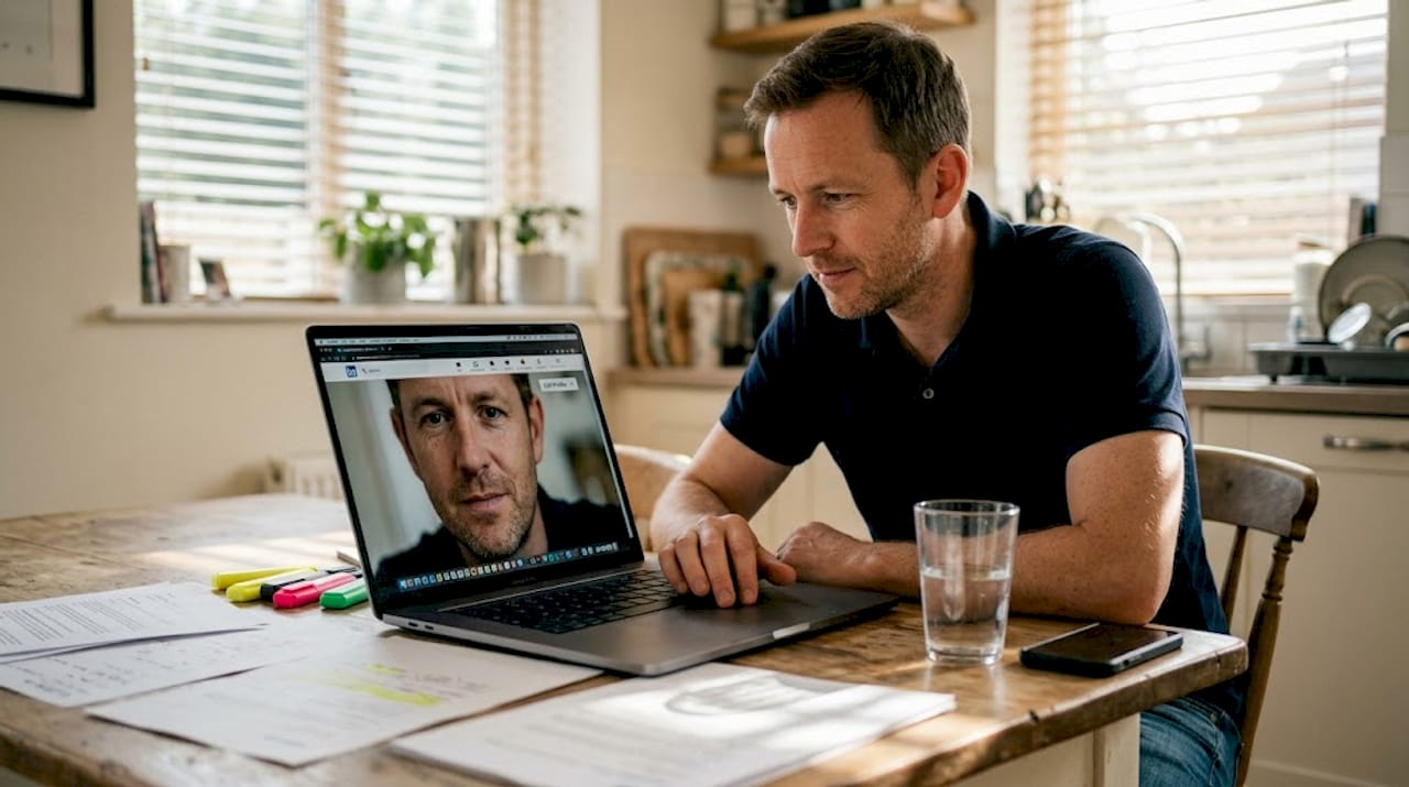 Person optimising business social media profile