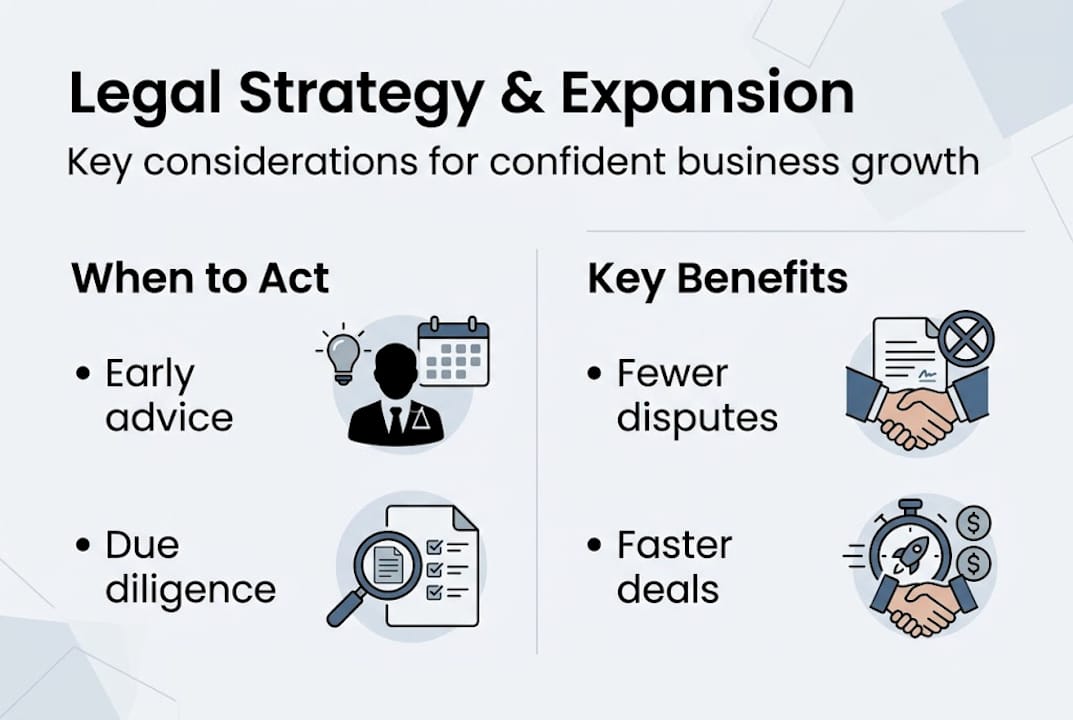 Infographic of key legal steps in expansion