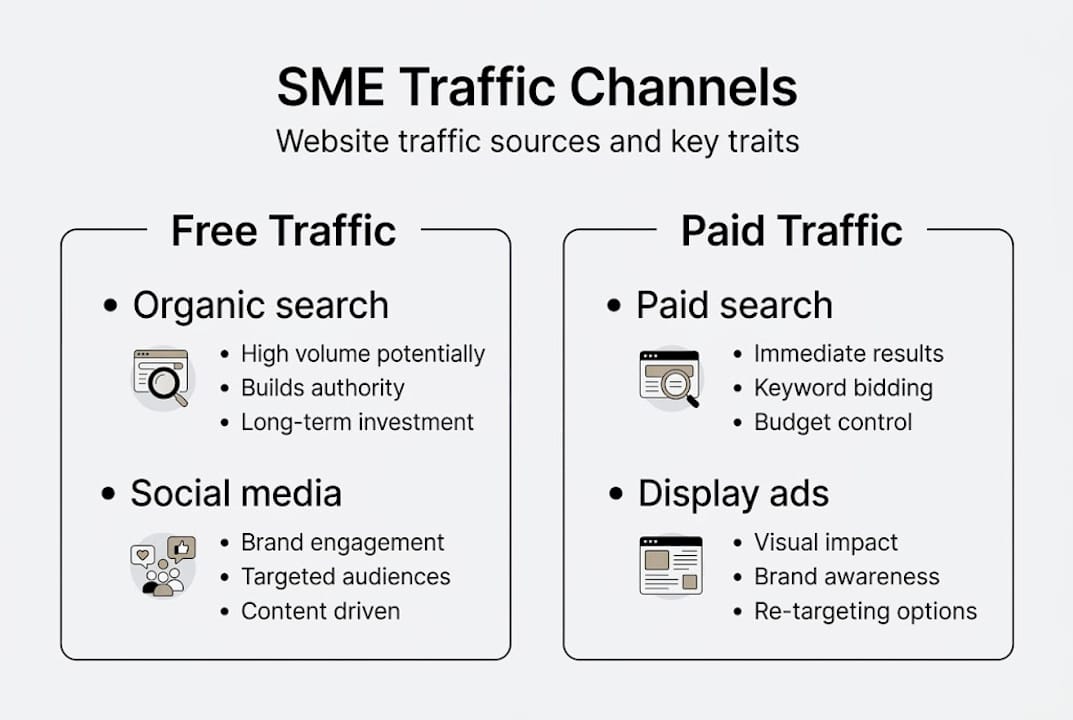 Infographic comparing SME website traffic sources
