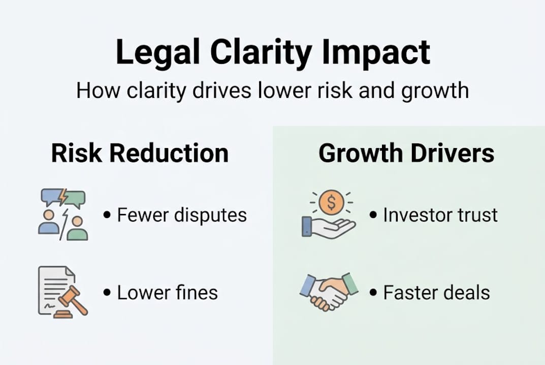 Infographic showing legal clarity effects for business