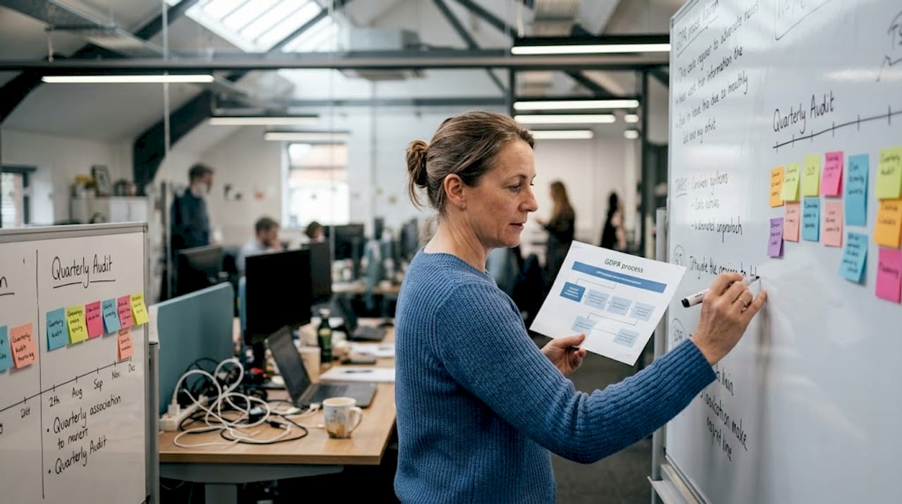 Compliance manager documenting GDPR audit process