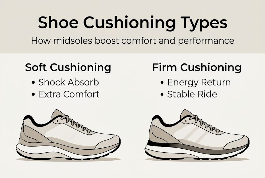 Infographic comparing types of shoe cushioning