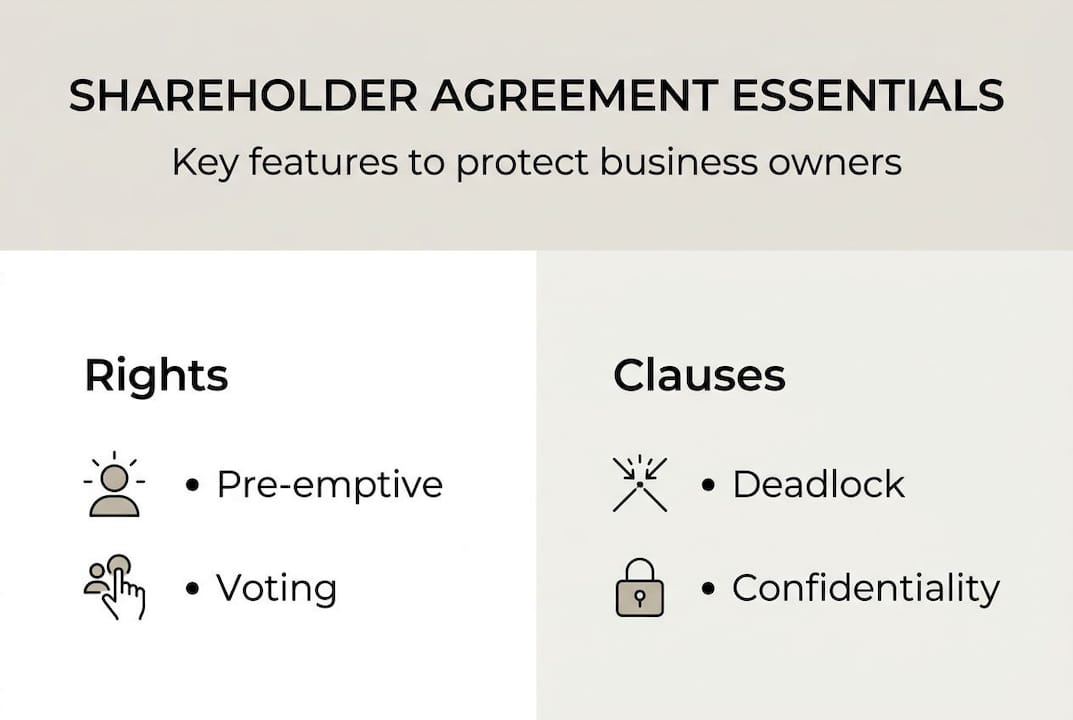 Infographic showing shareholder agreement features