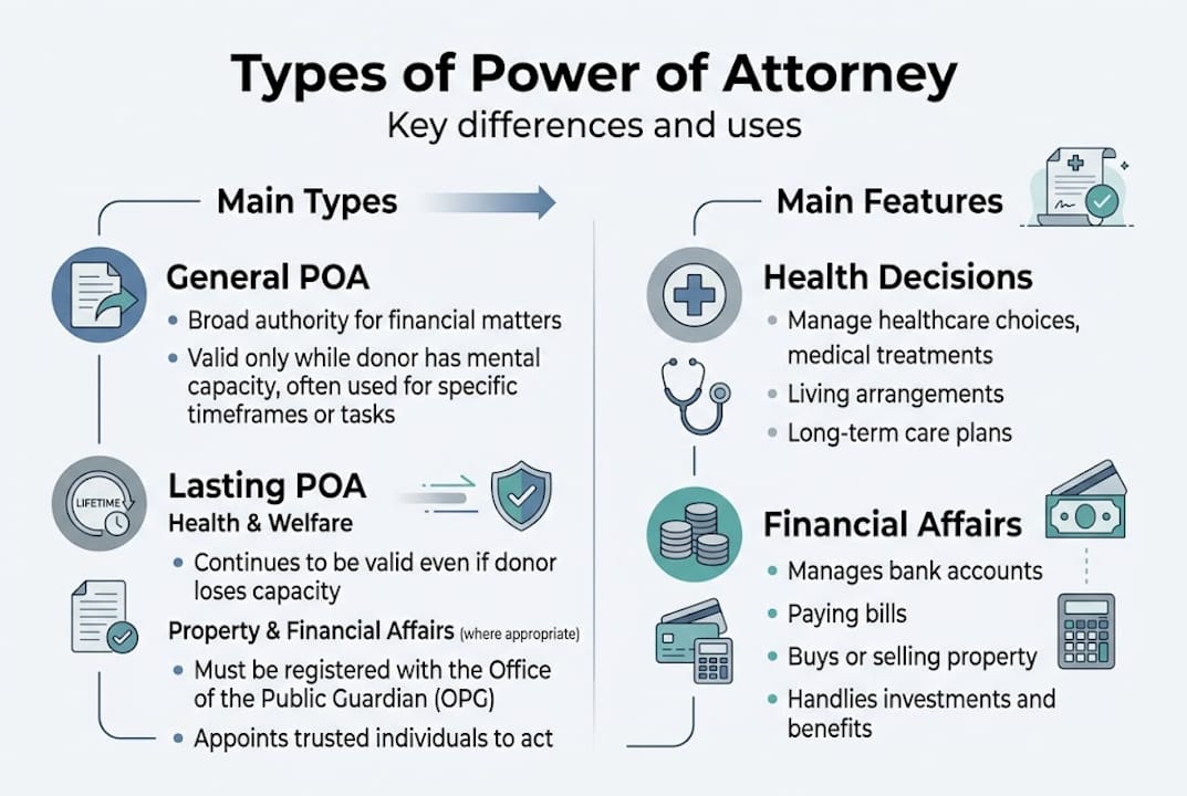 Infographic comparing types of power of attorney