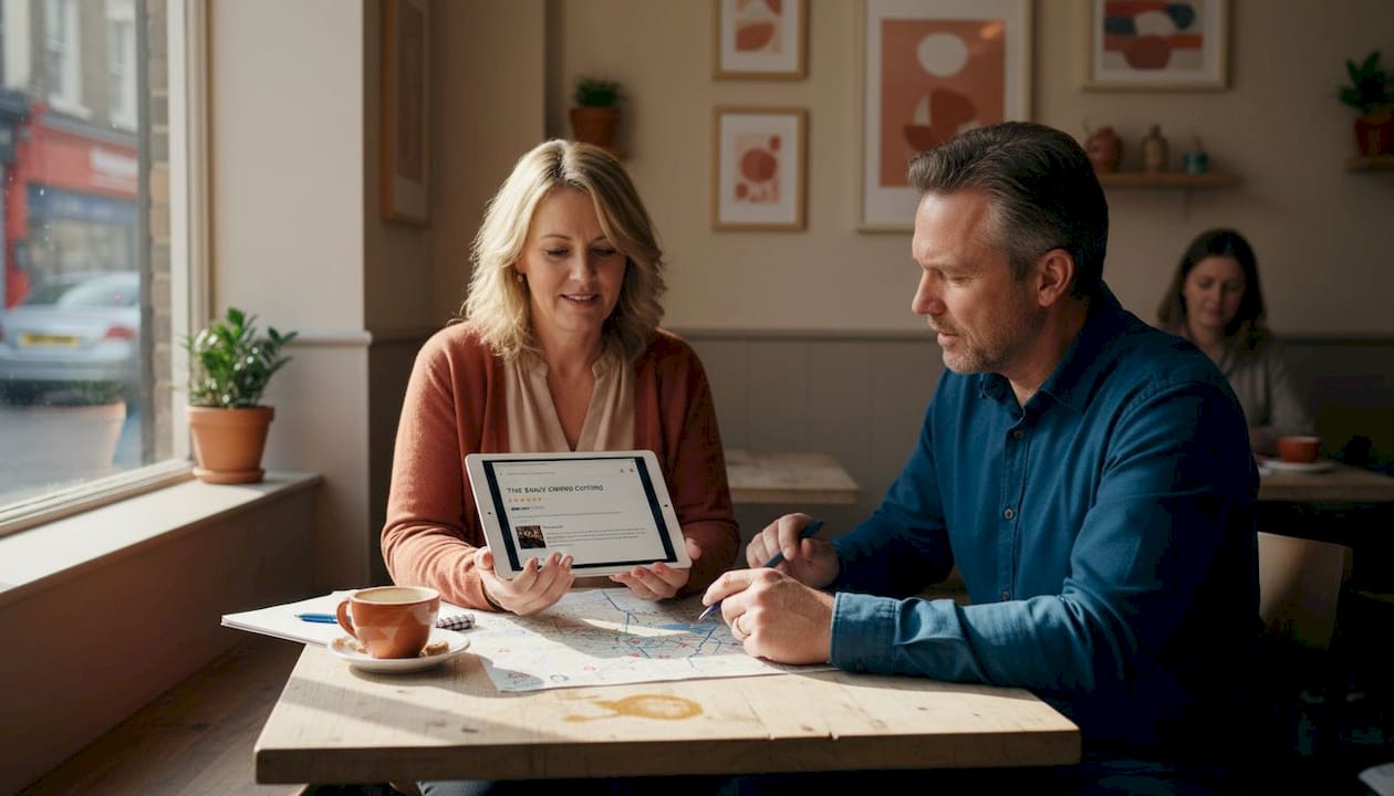 SEO agent consulting with small business owner