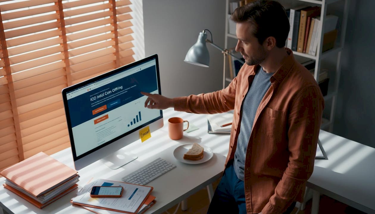 Manager reviewing compliance guidance online