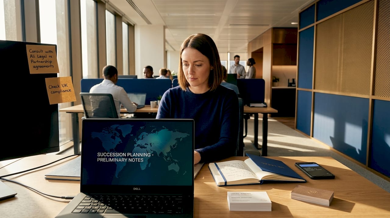 Manager preparing global succession planning strategy