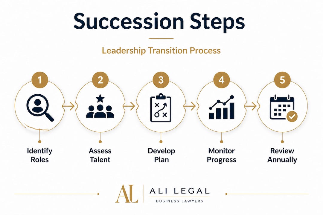 Infographic showing succession planning step-by-step process