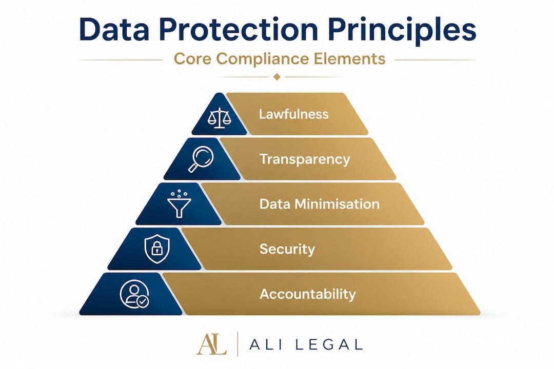Infographic pyramid of core data protection principles