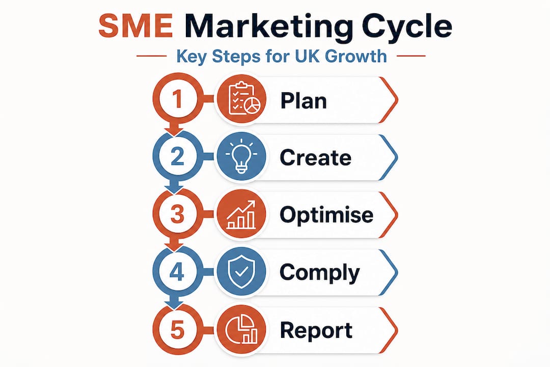 Infographic showing SME digital marketing cycle steps