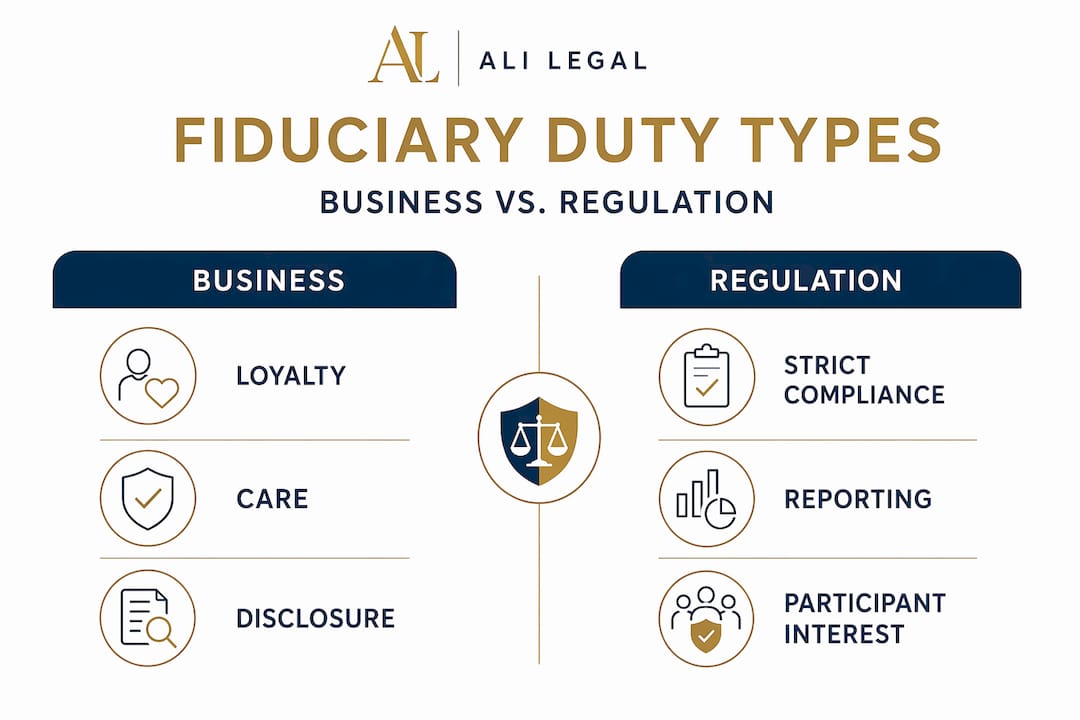 Infographic comparing business and regulatory fiduciary duties