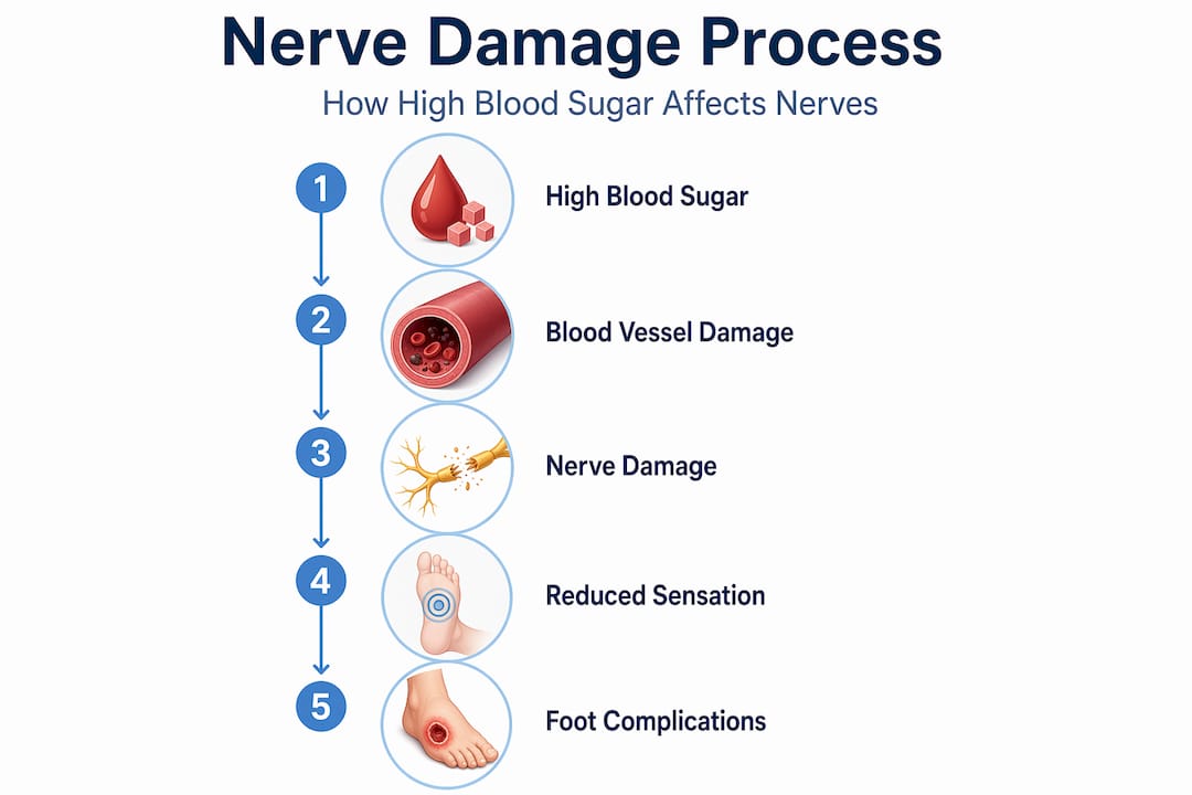 Infographic on nerve damage and foot risks