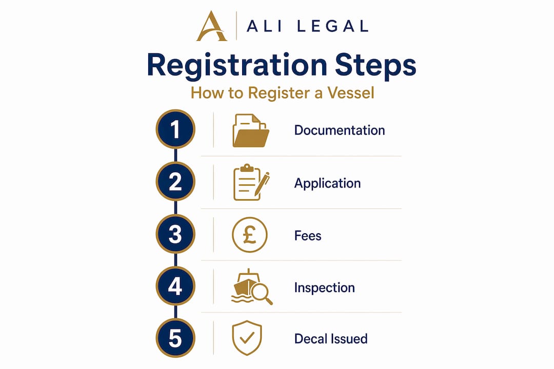 Infographic showing vessel registration process steps