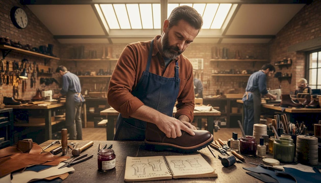 Shoemaker testing boot sole durability