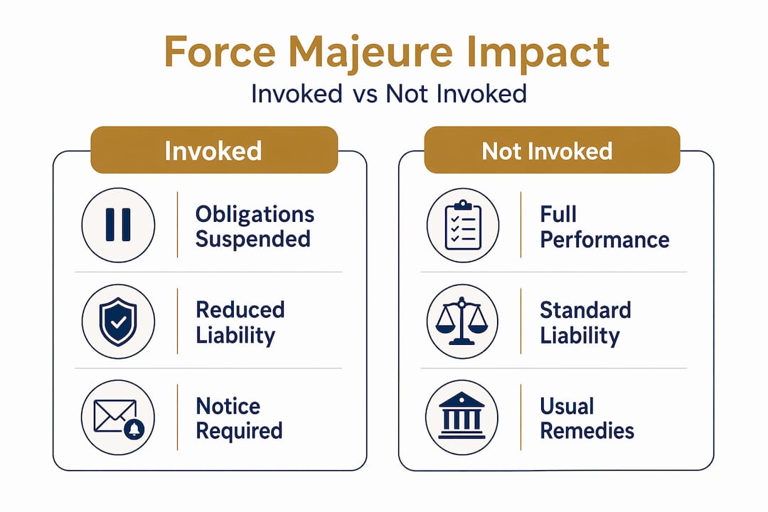 Infographic comparing force majeure outcomes