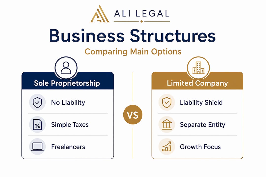 Infographic comparing sole proprietorship and limited company